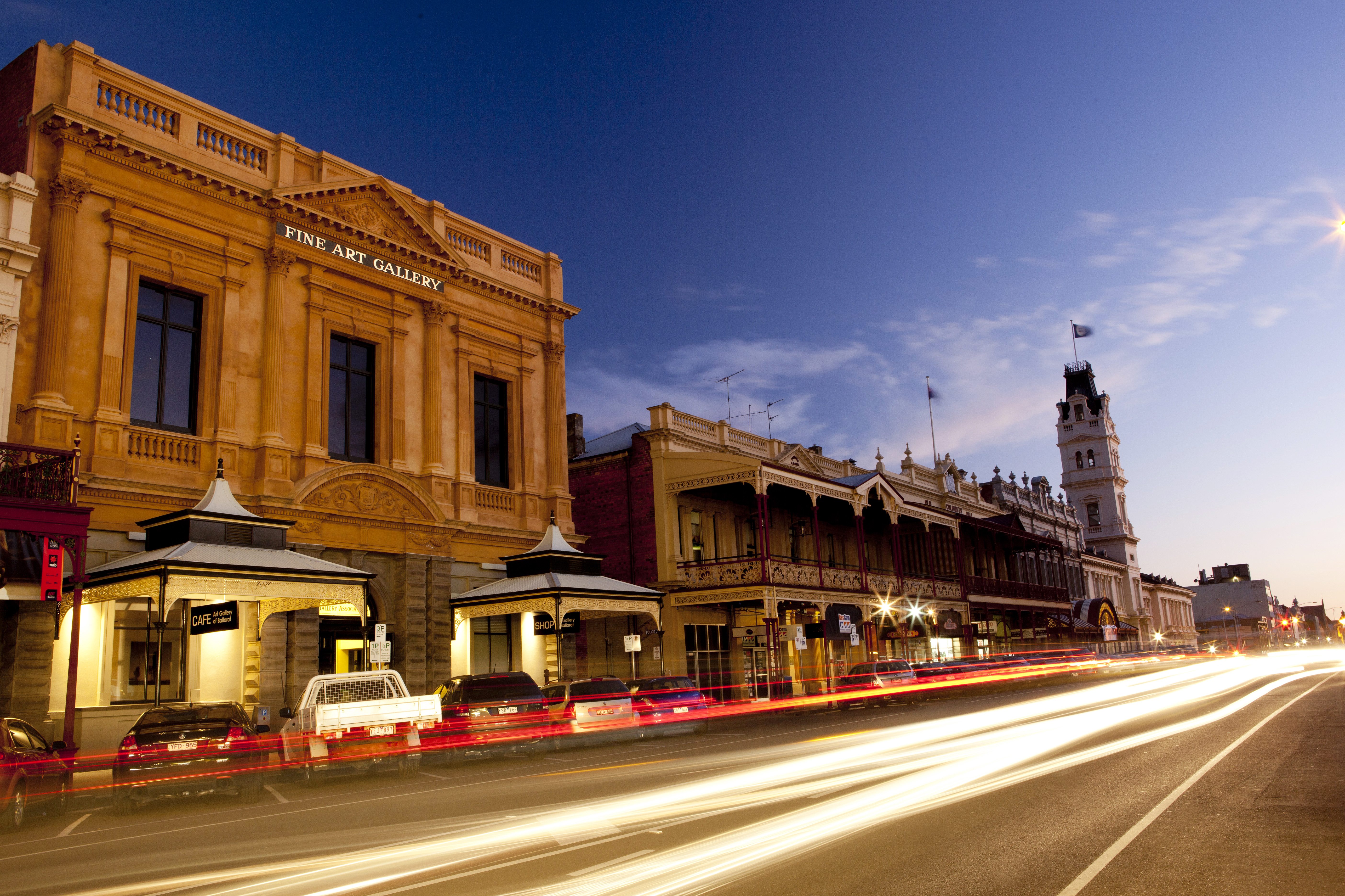 Ballarat City Streetscape, Night, Long Exposure