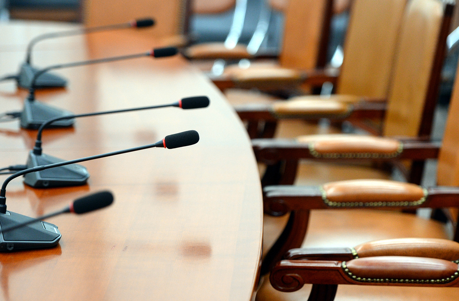 Close up microphone in council chambers