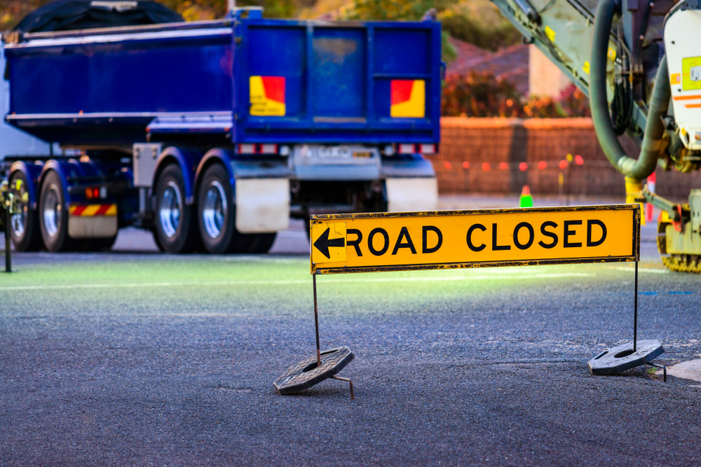 road closure sign