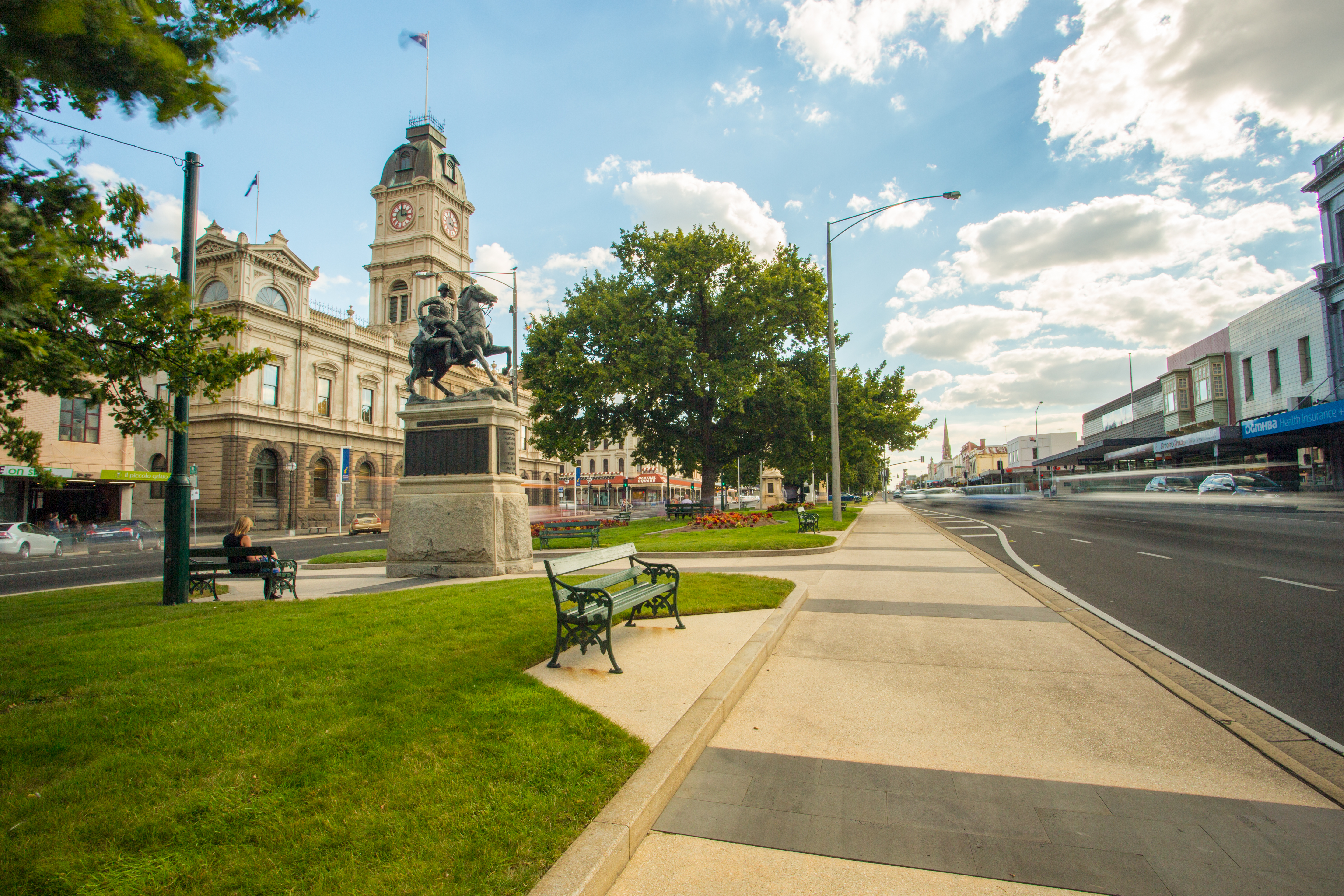 Image of Sturt Street looking west up the road with Town Hall in sight
