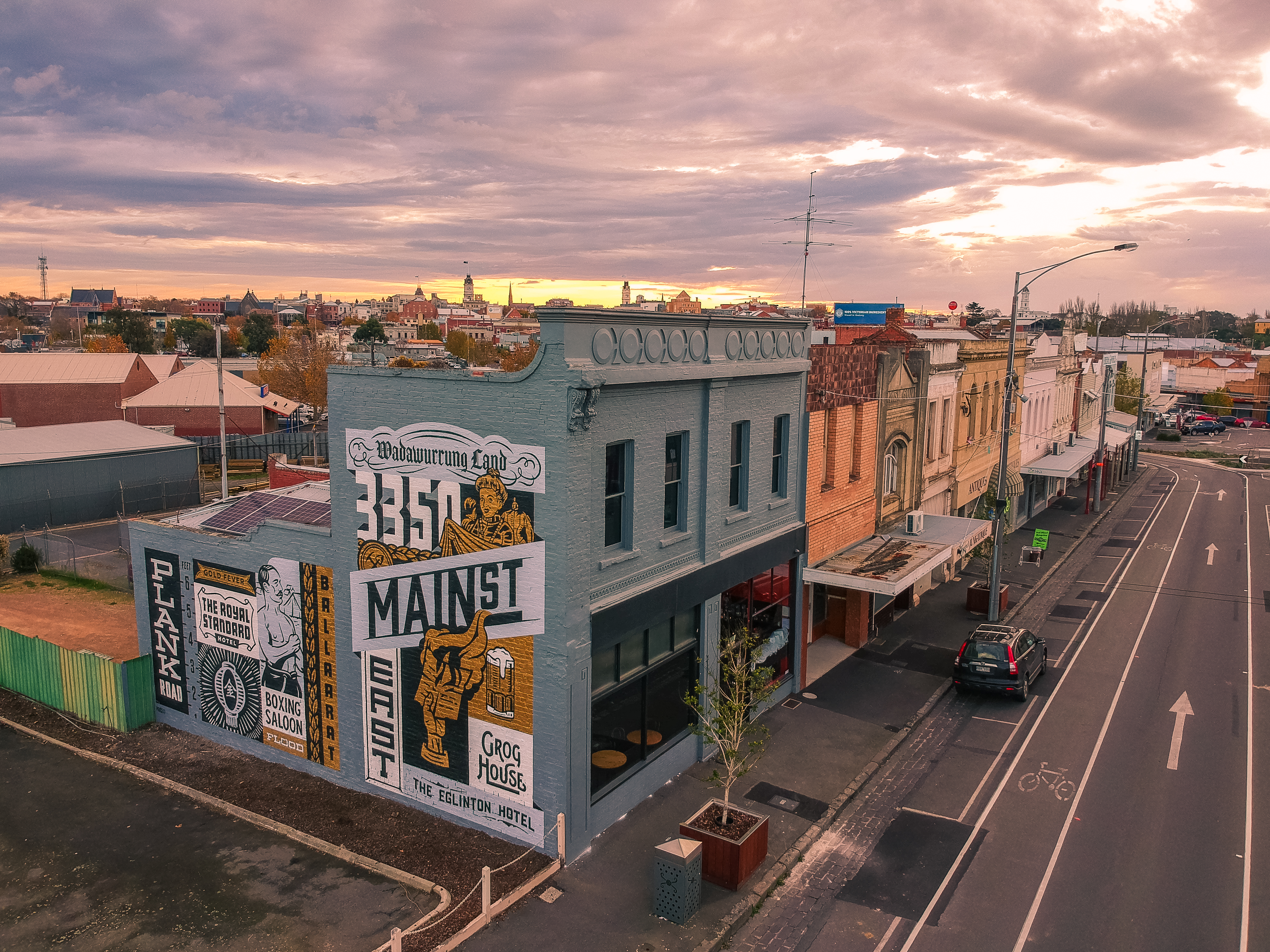 Generic photo aerial streetscape and sky