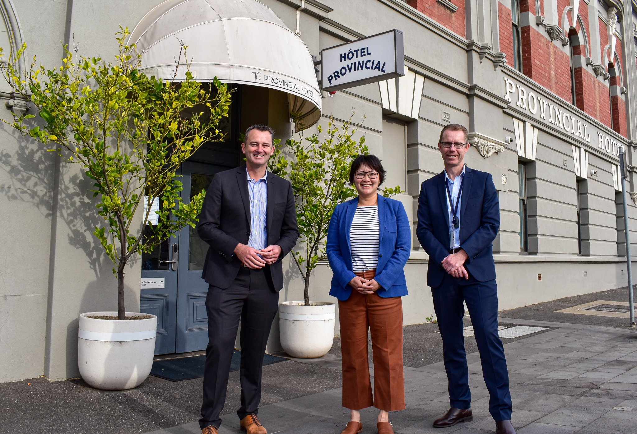 Generic photo group of people in front of the Provincial Hotel 