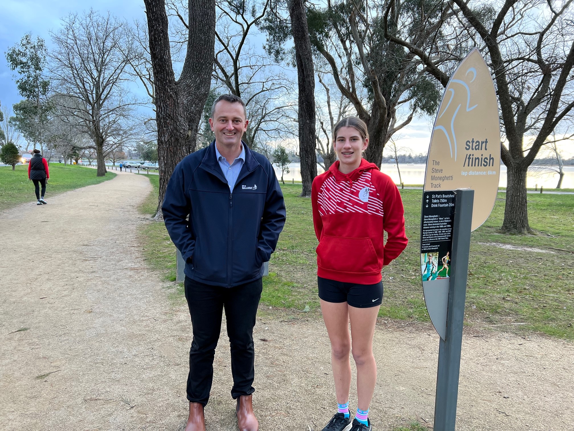 Mayor with Gretta Ashley for Marathon bid launch