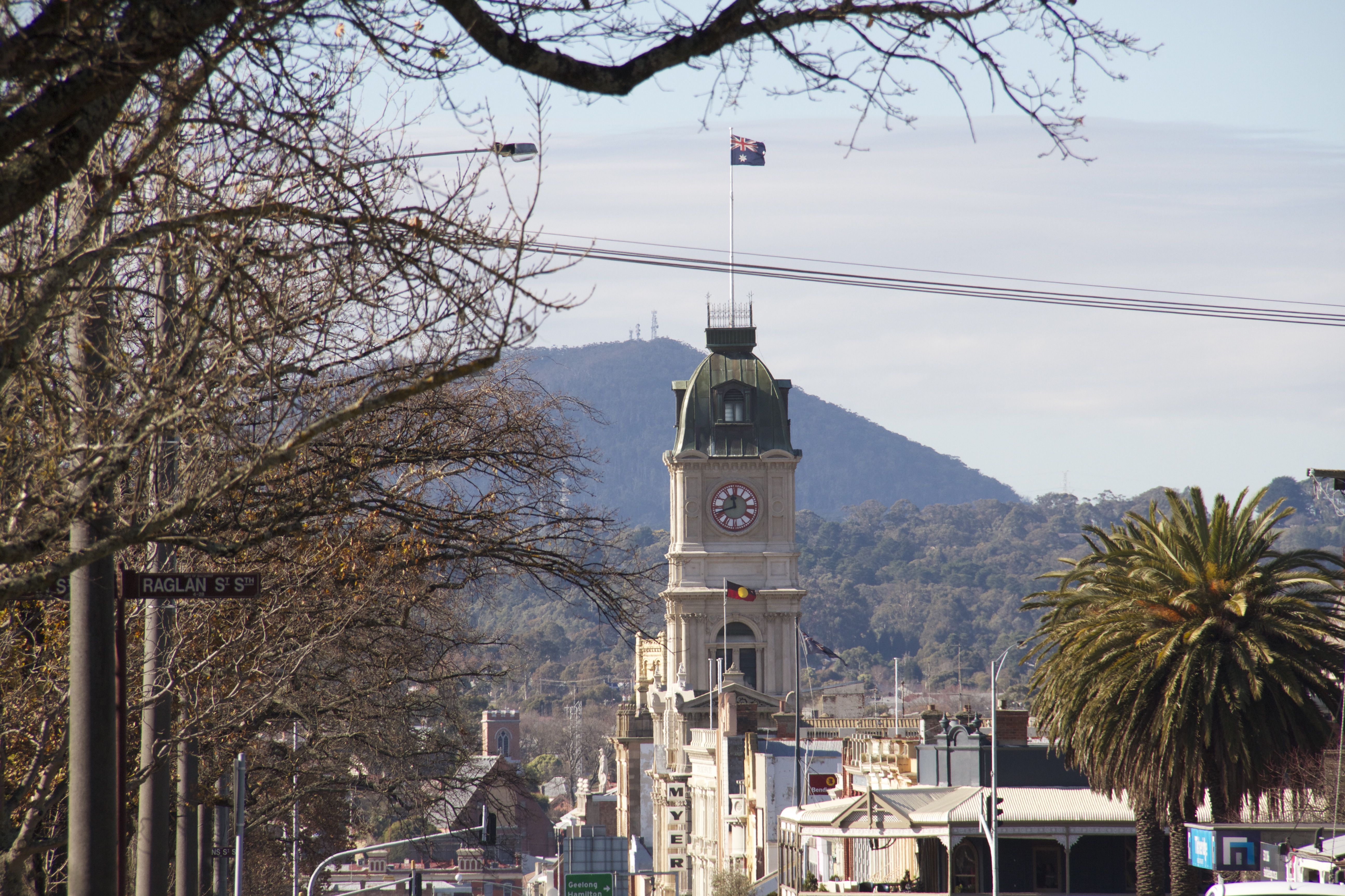 Generic photo Ballarat Town Hall and Mount Warrenheip in the background