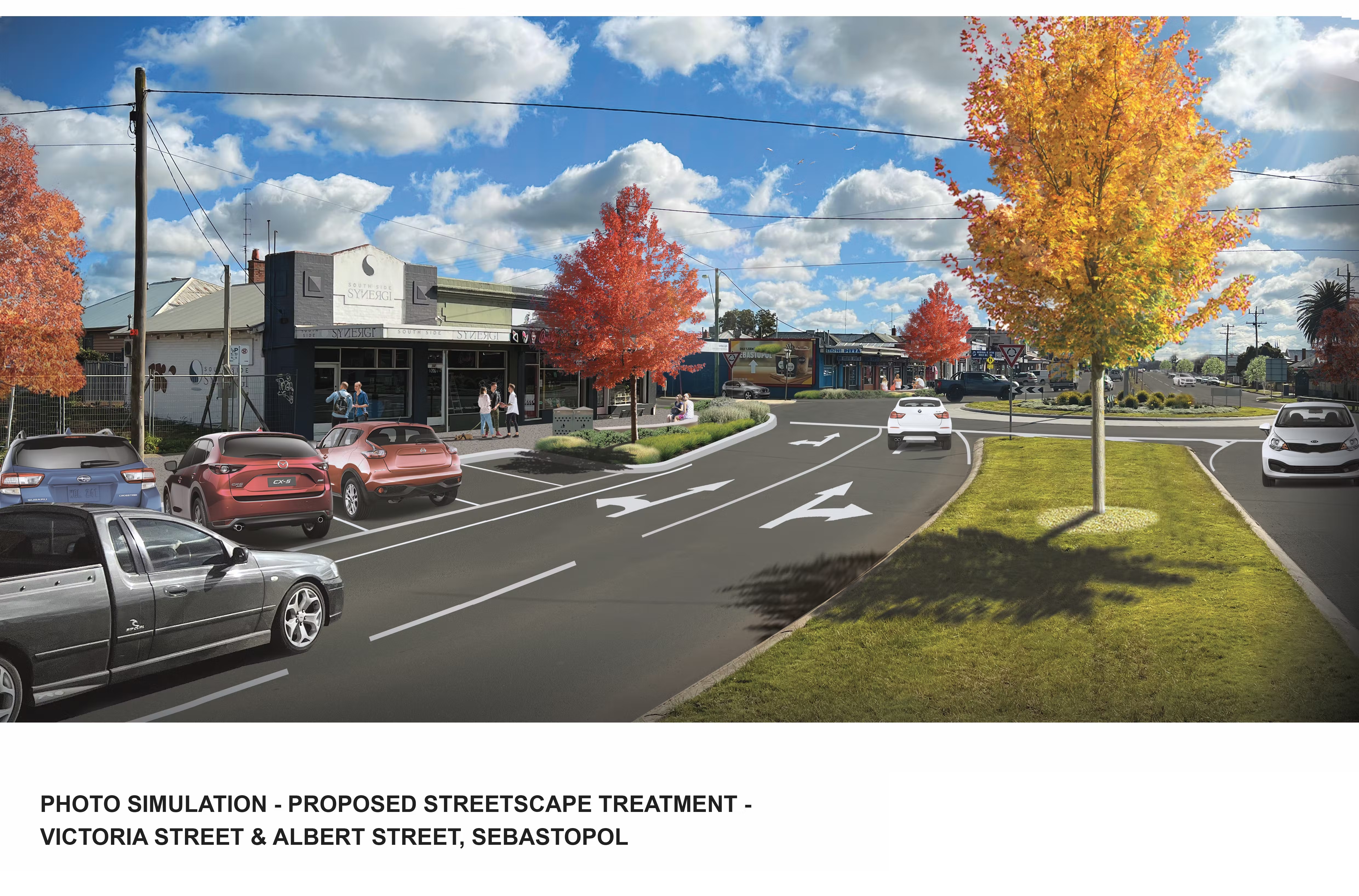Photo simulation of proposed streetscape in Victoria and Albert Streets, Sebastopol