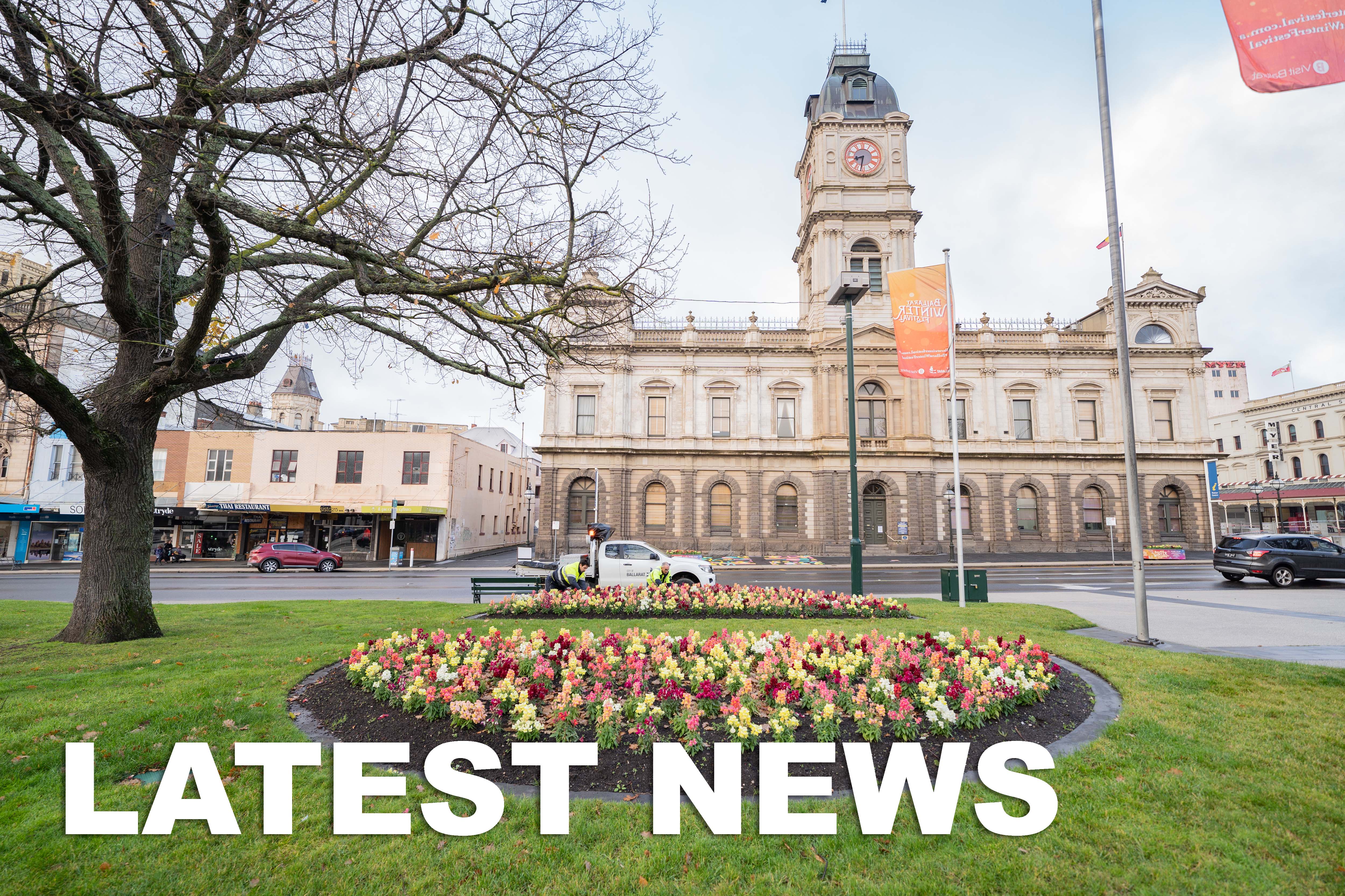 Image of Town Hall looking through gardens on Sturt Street