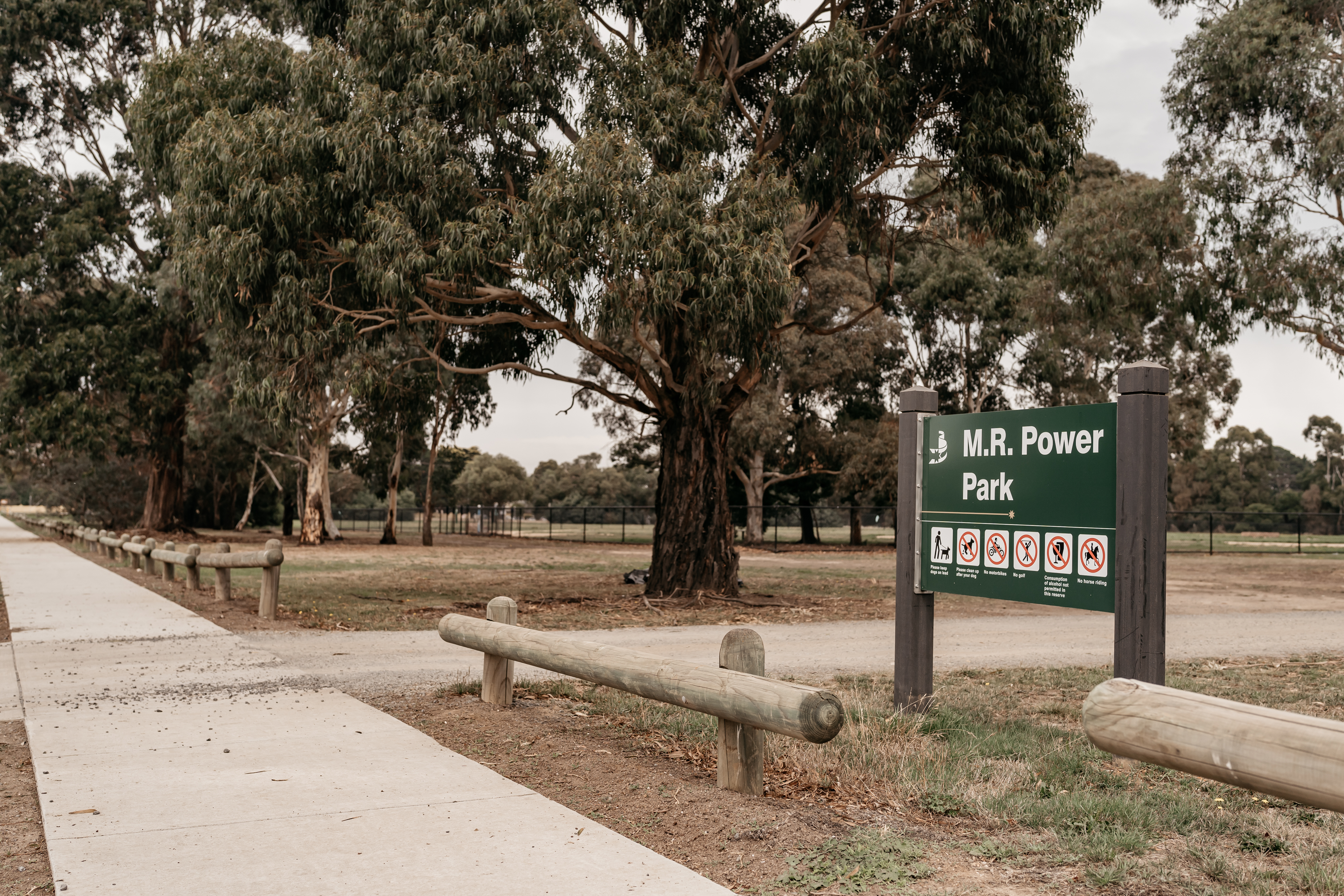 Generic photo footpath and MR Power Park sign