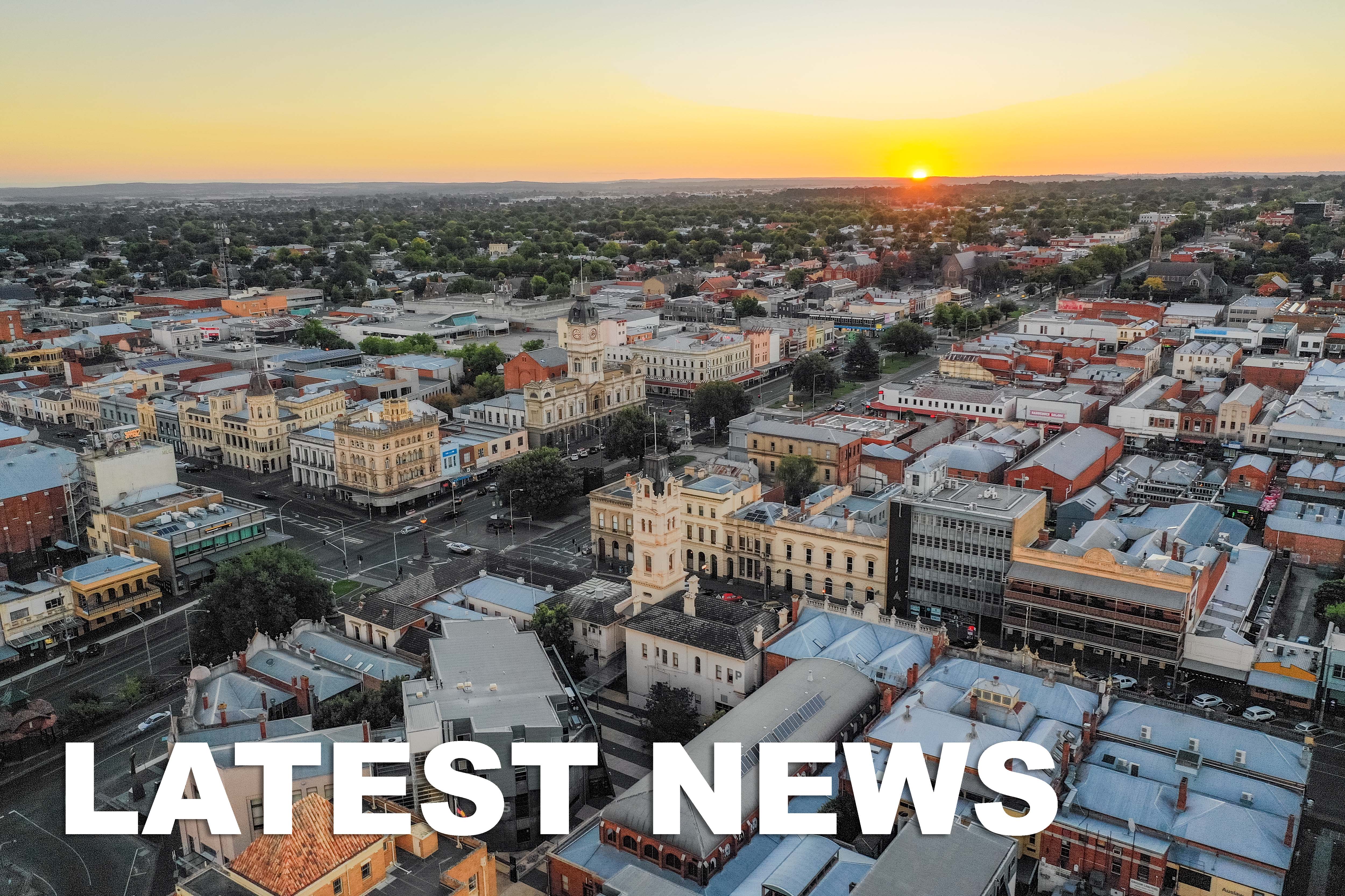 Tile image of Ballarat (aerial) that reads Latest News