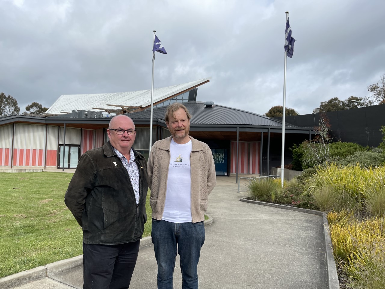 Ballarat Mayor Cr Des Hudson and musician Hap Hayward