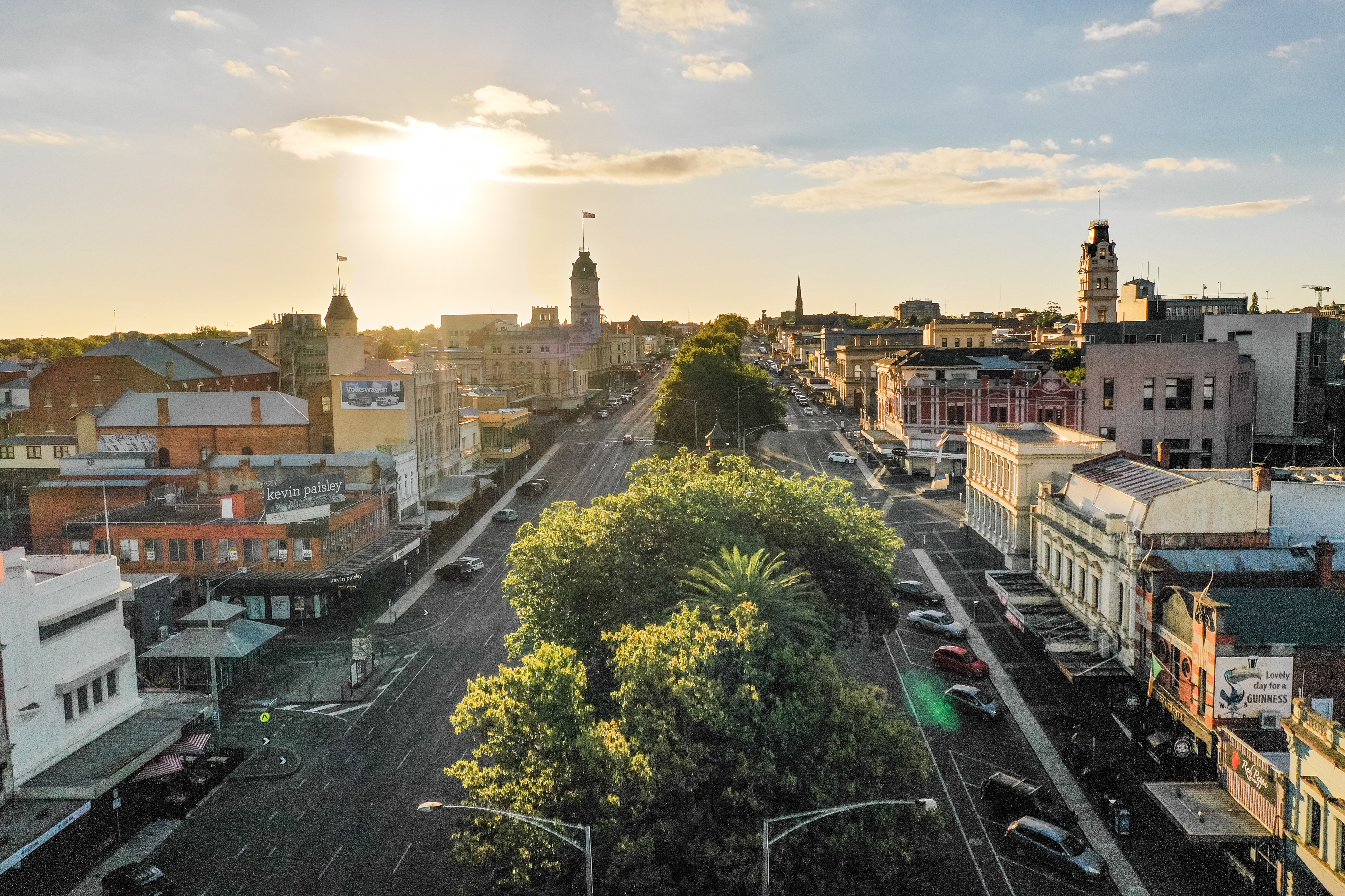 Generic photo aerial of Sturt Street and gardens