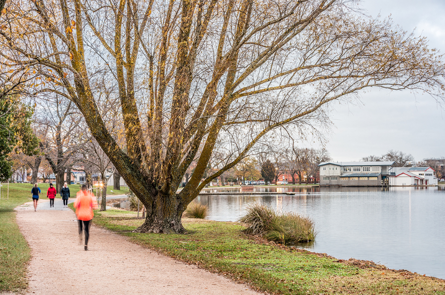 A running using the track at Lake Wendouree