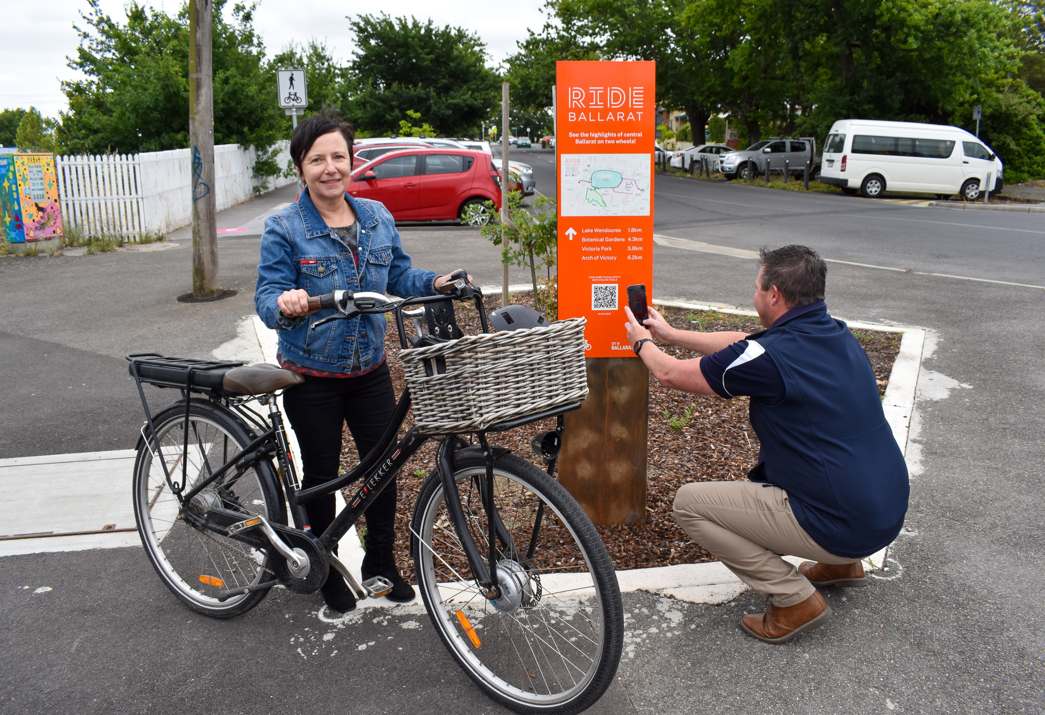 Cr Belinda Coates at the new trail head on Lydiard Street North.