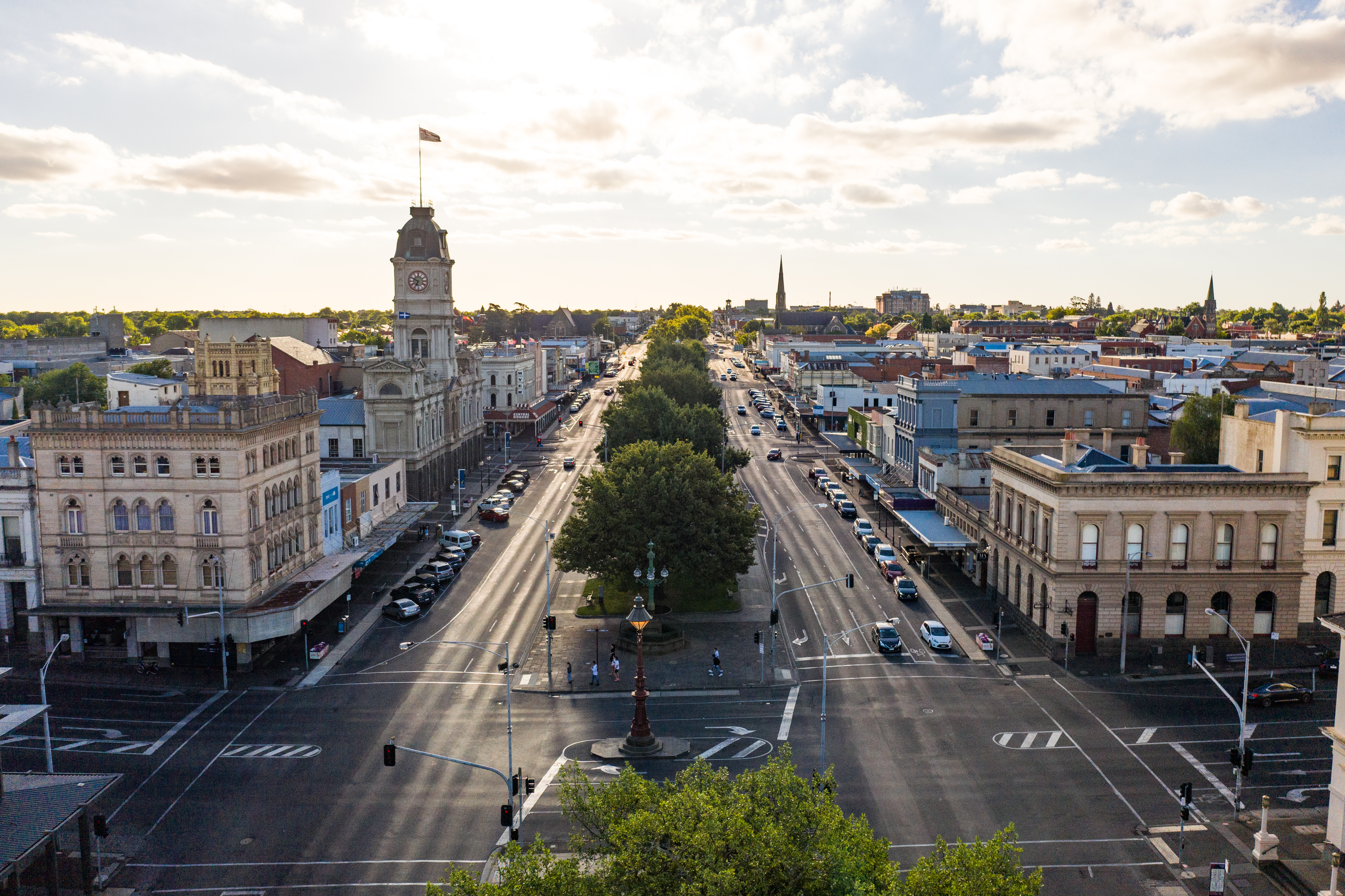 Aerial image of Ballarat from above Sturt Street