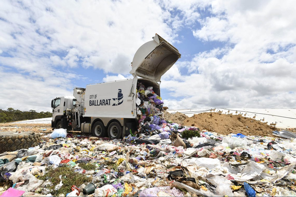 Waste being disposed of at the Ballarat Regional Landfill
