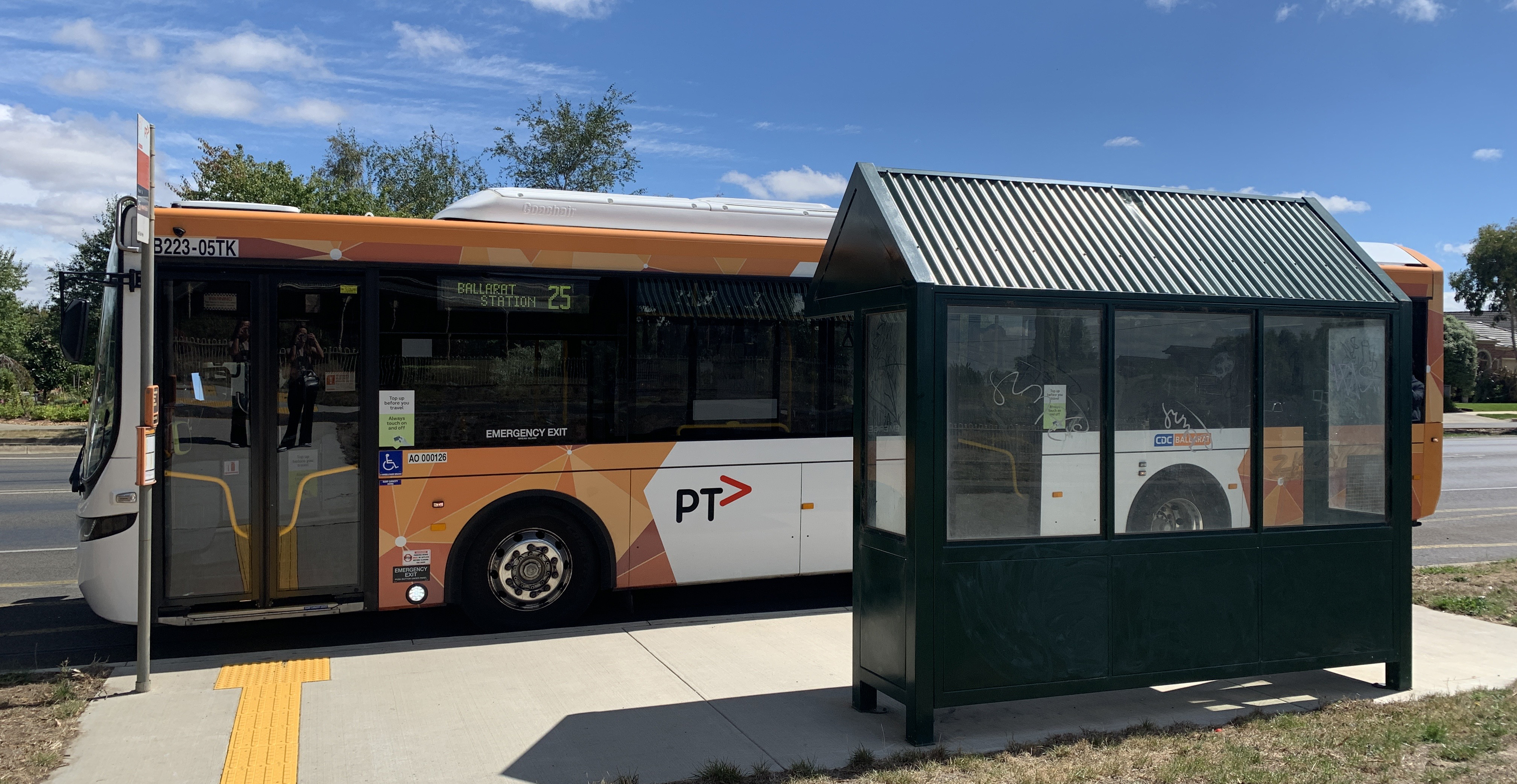 Ballarat bus stopped at shelter