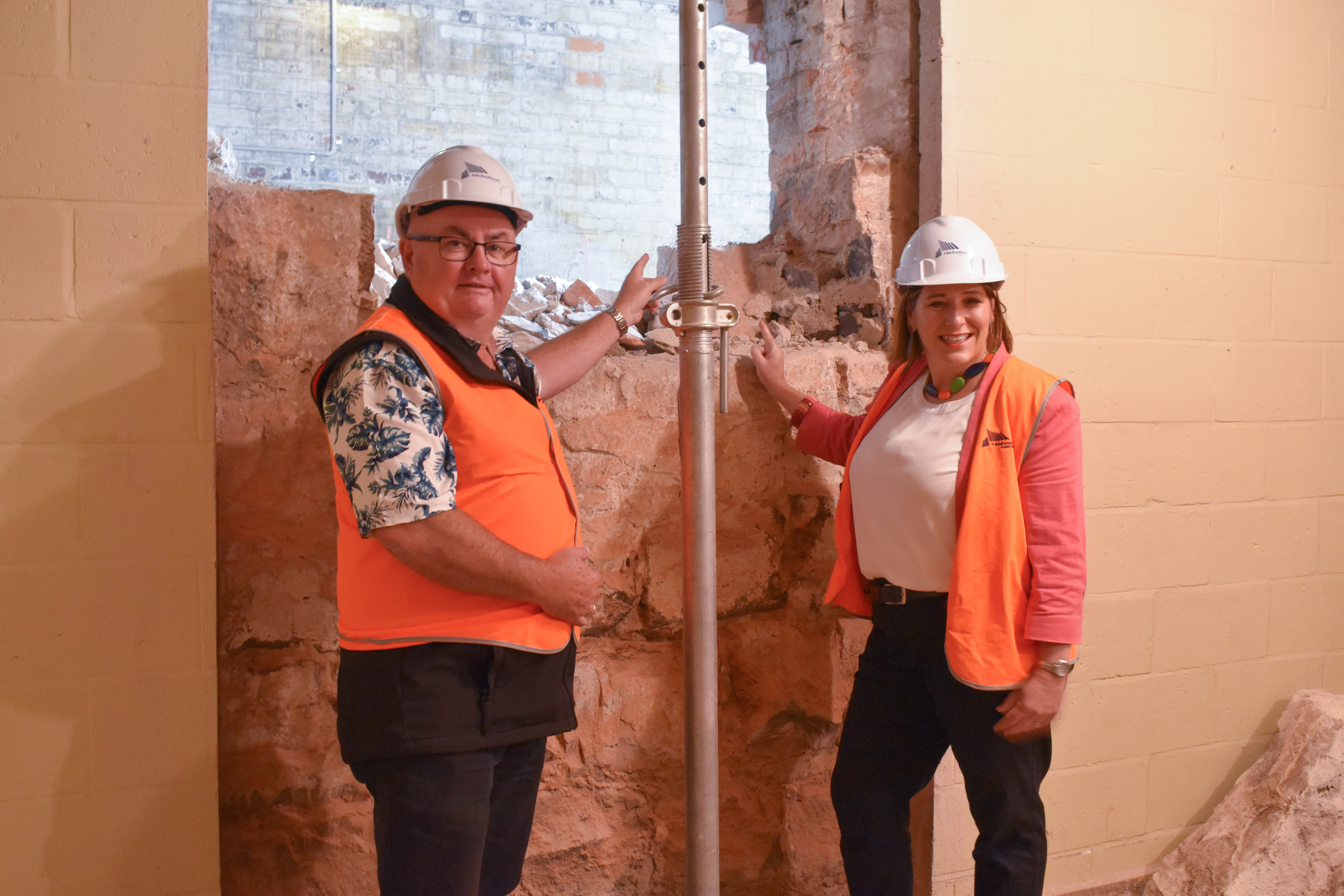 Mayor Des Hudson with Member for Wendouree, Juliana Addison in high vis at Her Majesty's Theatre