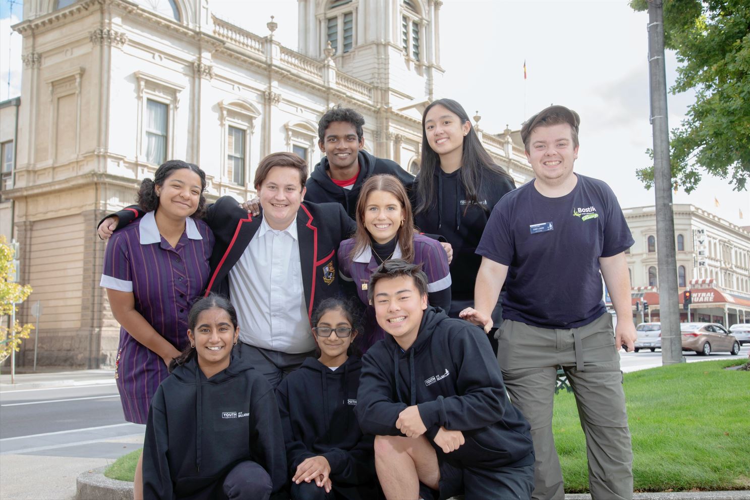 Youth Ambassadors gathered out the front of Town Hall