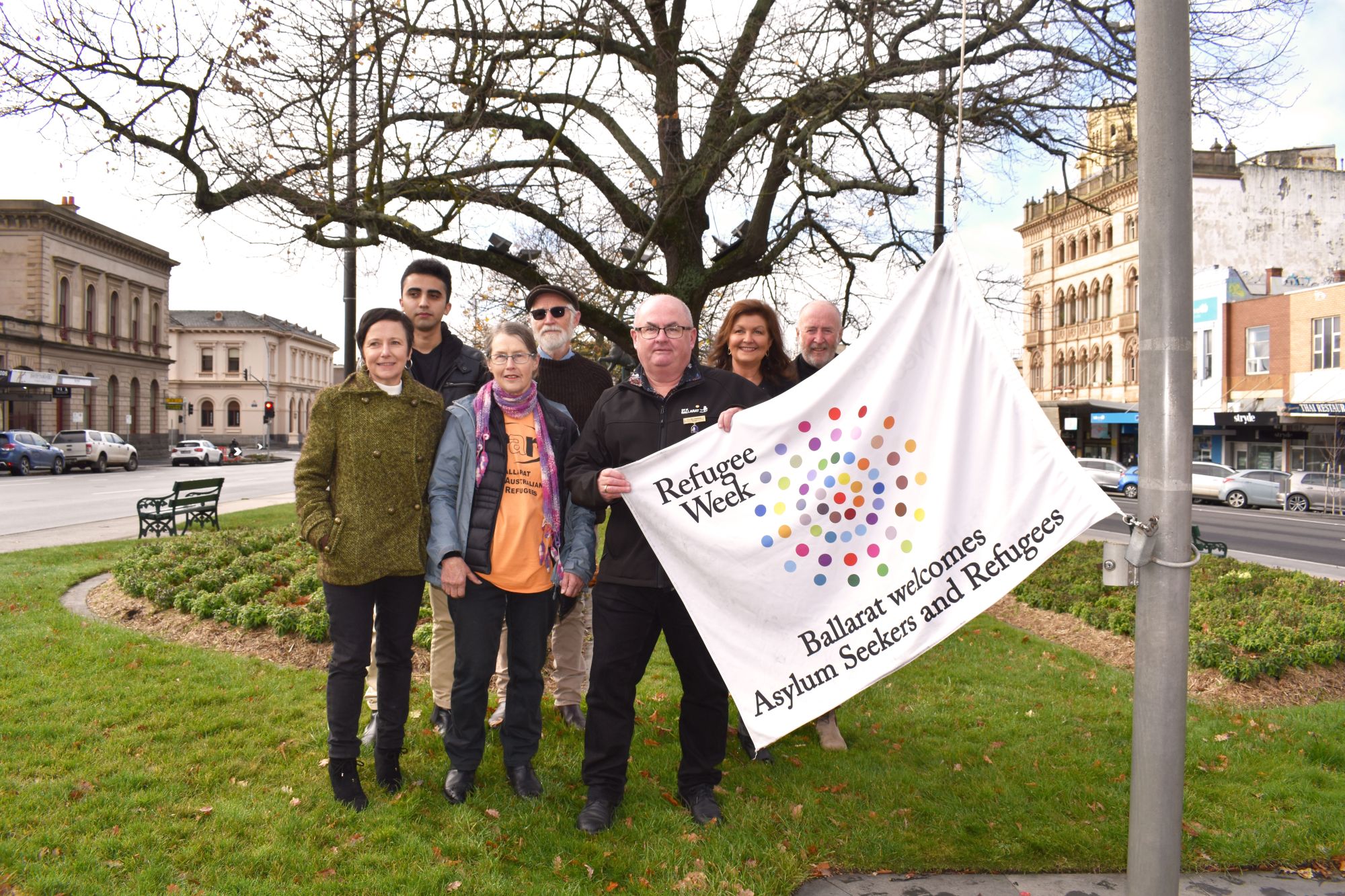 City of Ballarat flag raising for Refugee Week.