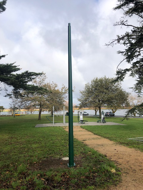 A light pole without a light on top at Lake Wendouree 