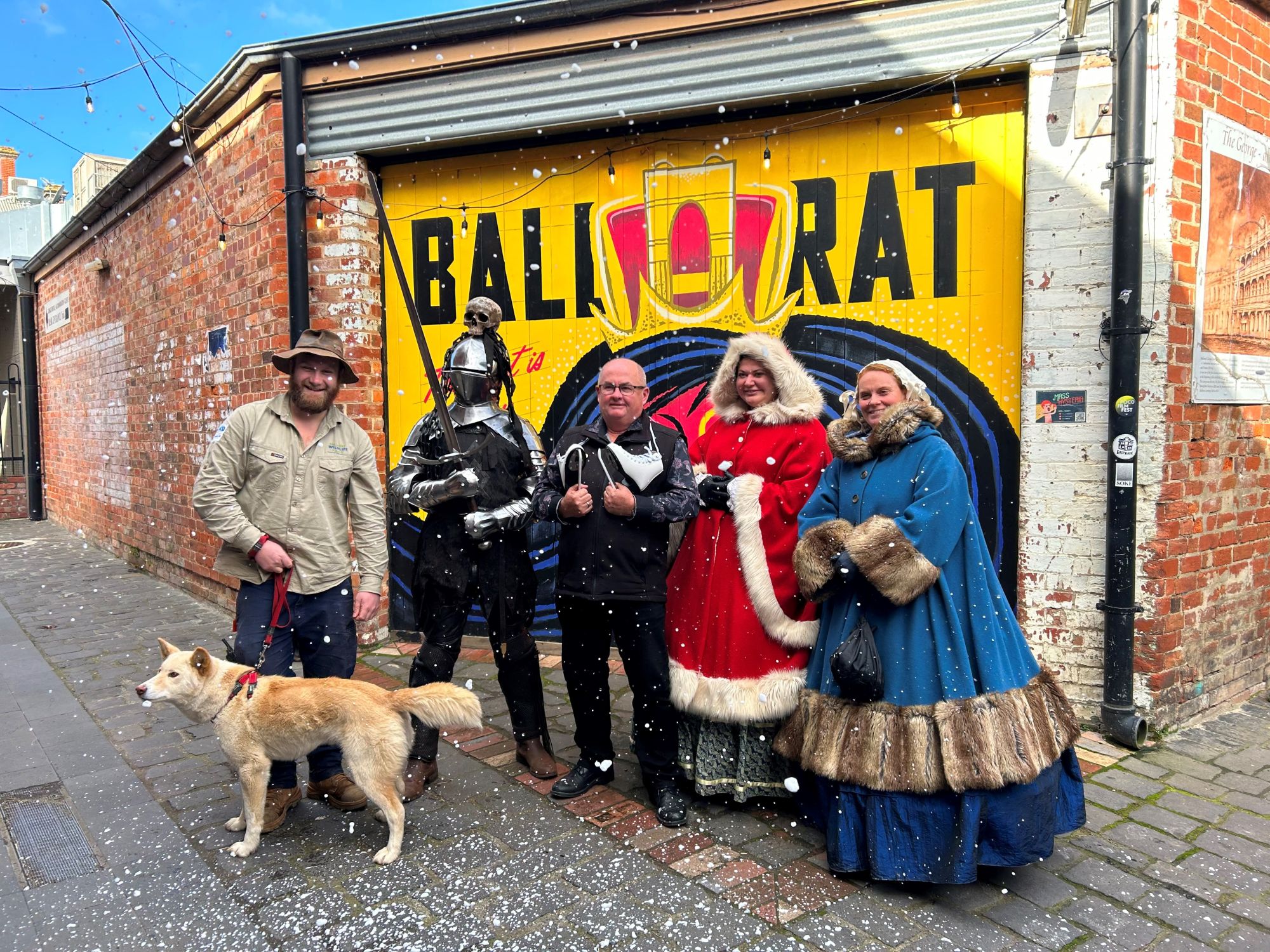 Ballarat Winter Festival launch with Ballarat Mayor, Cr Des Hudson representatives from Ballarat Wildlife, Kryal Castle and Sovereign Hill.