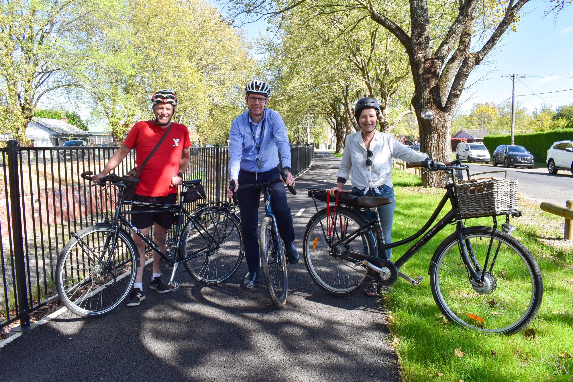 Generic image of CEO Evan King, Cr Coates and Wallace Martin for Biketober