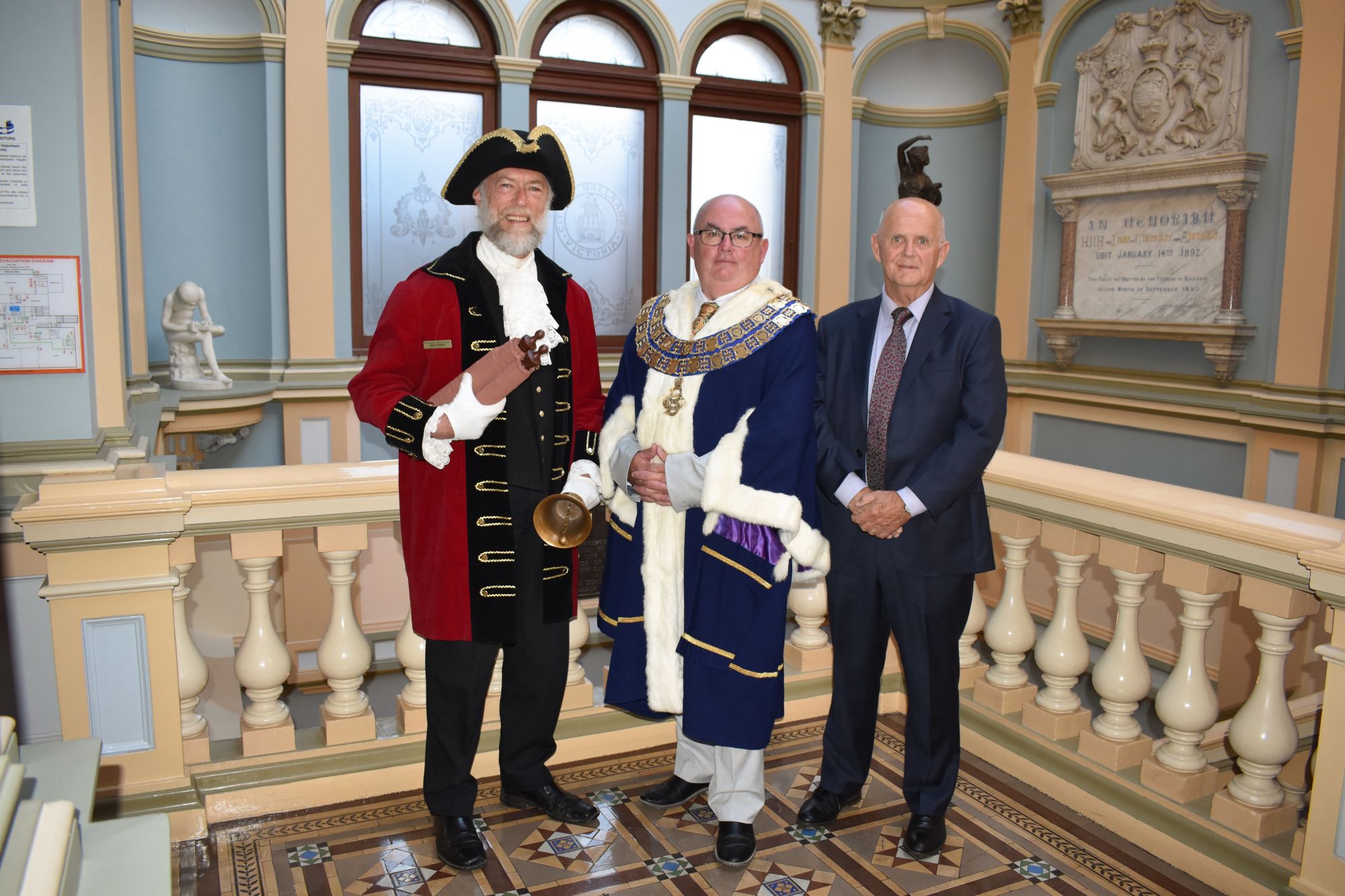 Generic image of City of Ballarat Mayor and Deputy Mayor with Town Crier at 2023 24 Mayoral Election