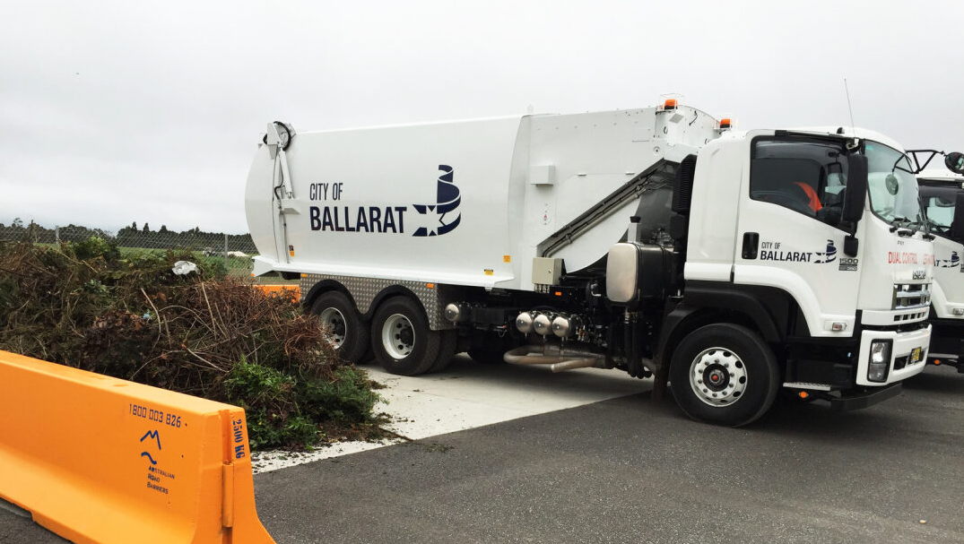 A City of Ballarat waste collection vehicle with green waste