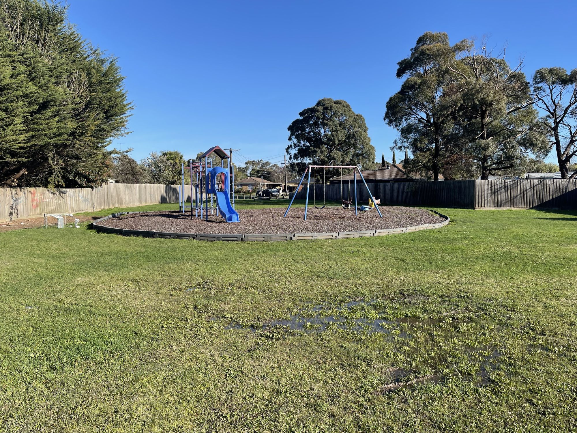 Image of slides and swings at Kowree Crescent Park, Sebastopol