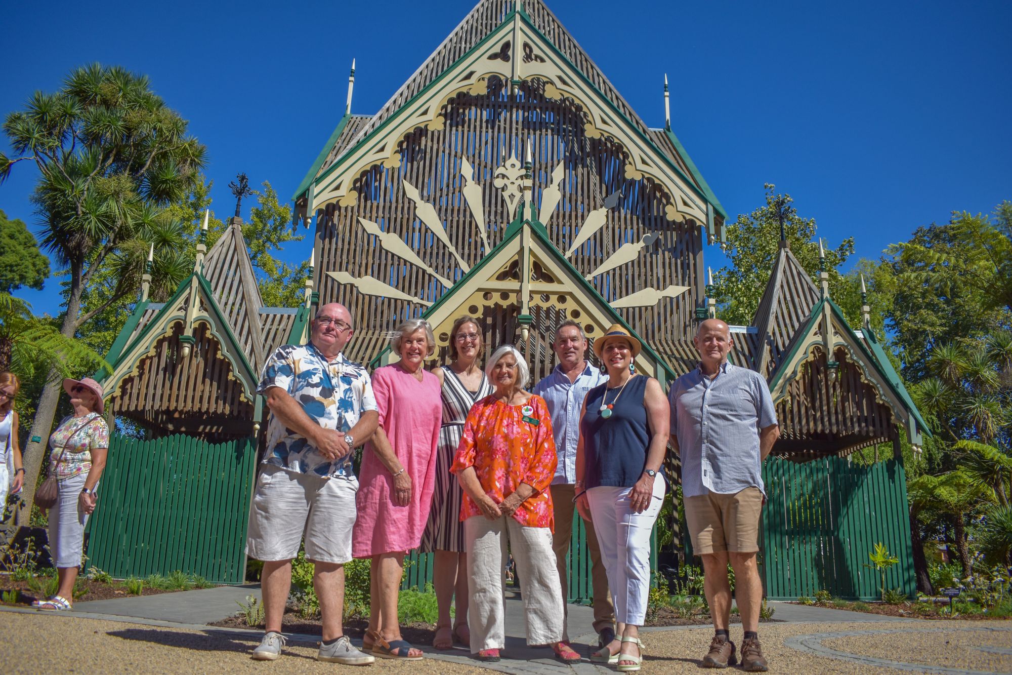 exterior shot of fernery with key dignataries standing outside it