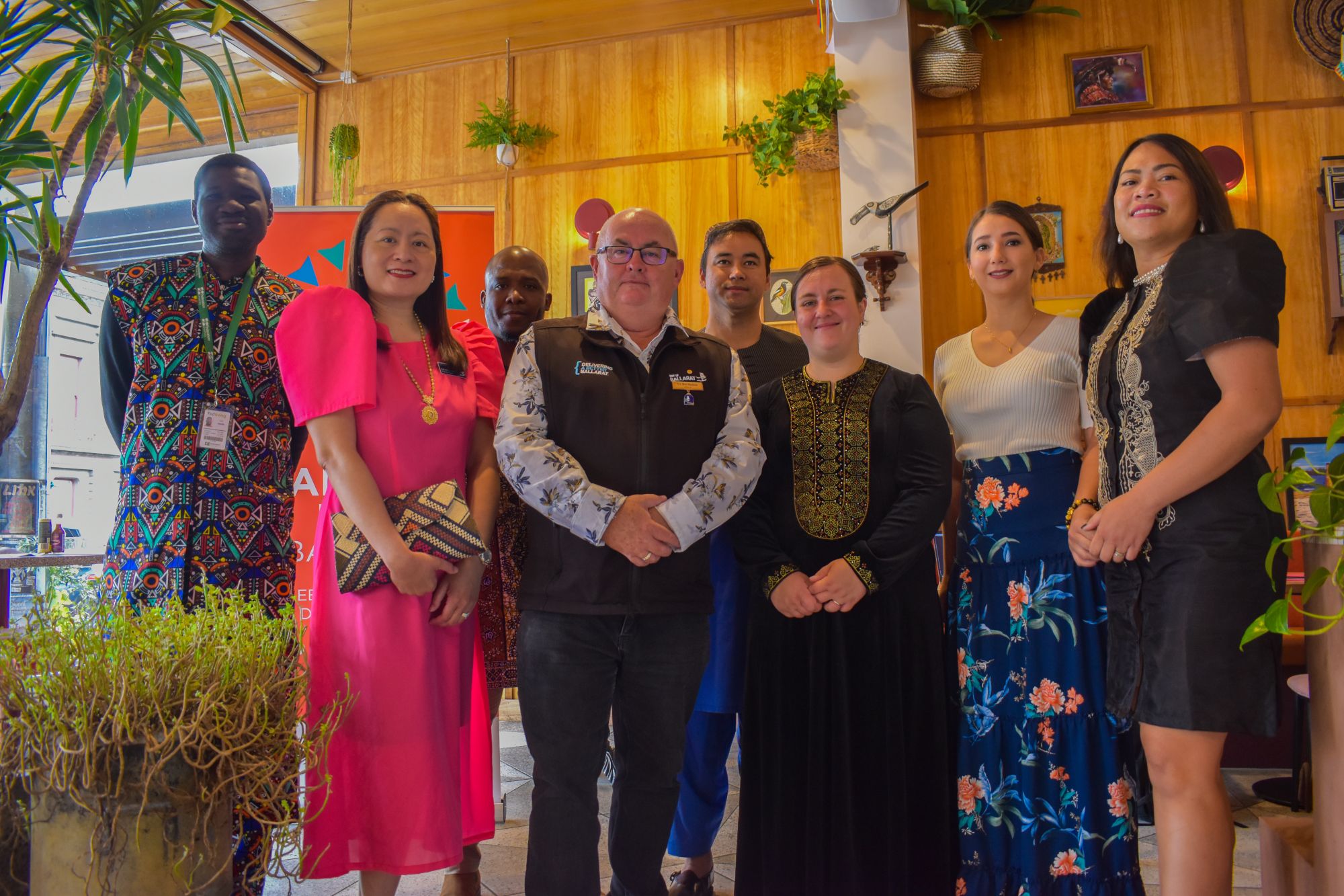 City of Ballarat Mayor, Cr Des Hudson with Intercultural Ambassadors at the Harmony Fest program launch.