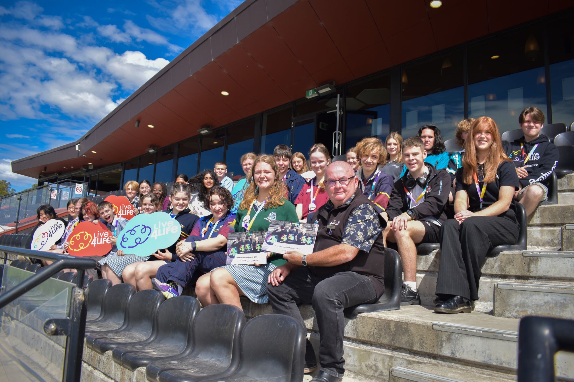 City of Ballarat Mayor, Cr Des Hudson with members of the Live4Life Ballarat Crew and Live4Life staff.