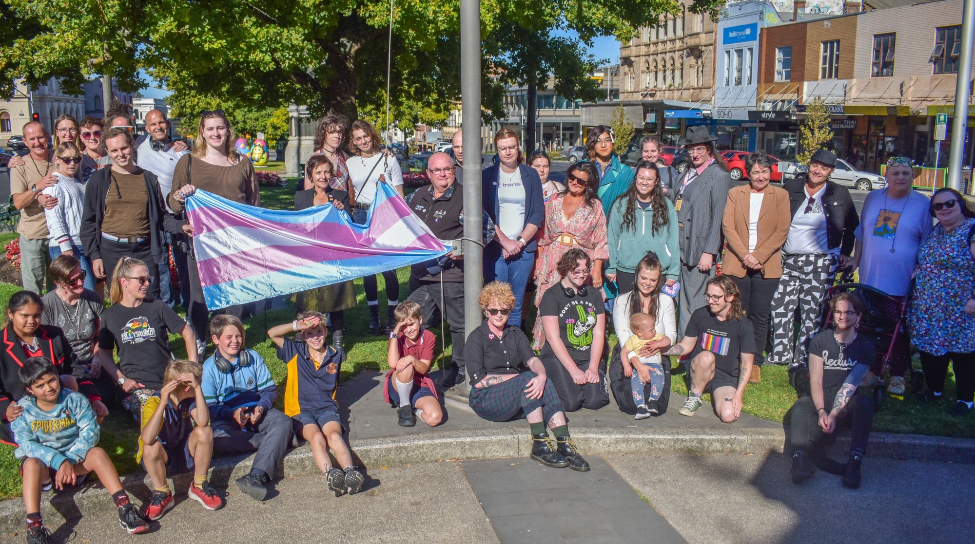 The Trans Day of Visibility flag raising.