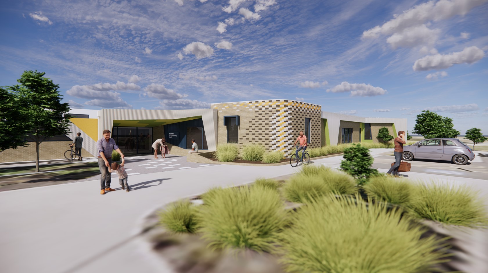 Lucas Community Hub expansion external render image.