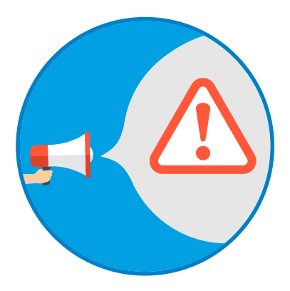 megaphone illustration with exclamation mark in speech bubble