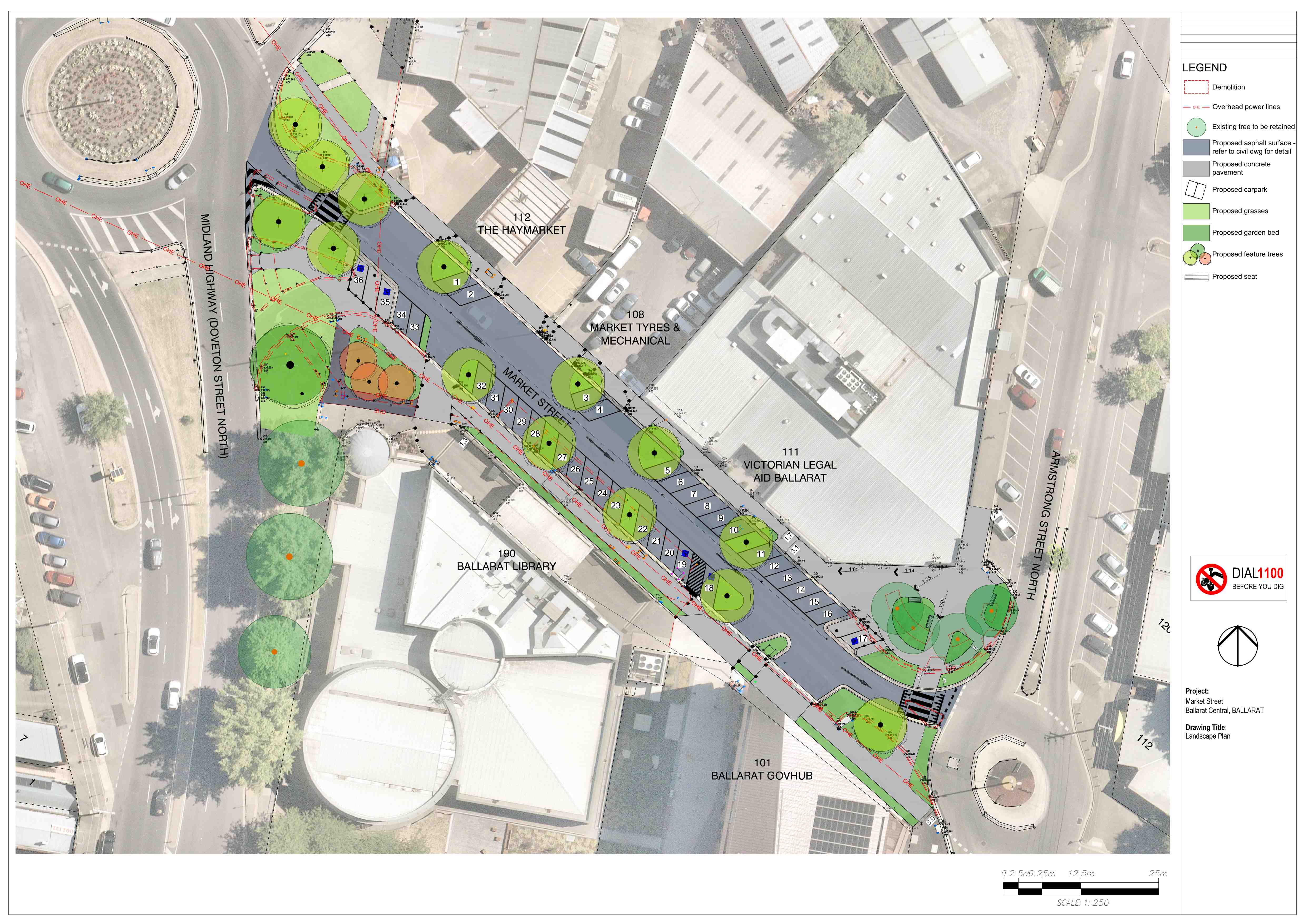 Plans showing the market street car 