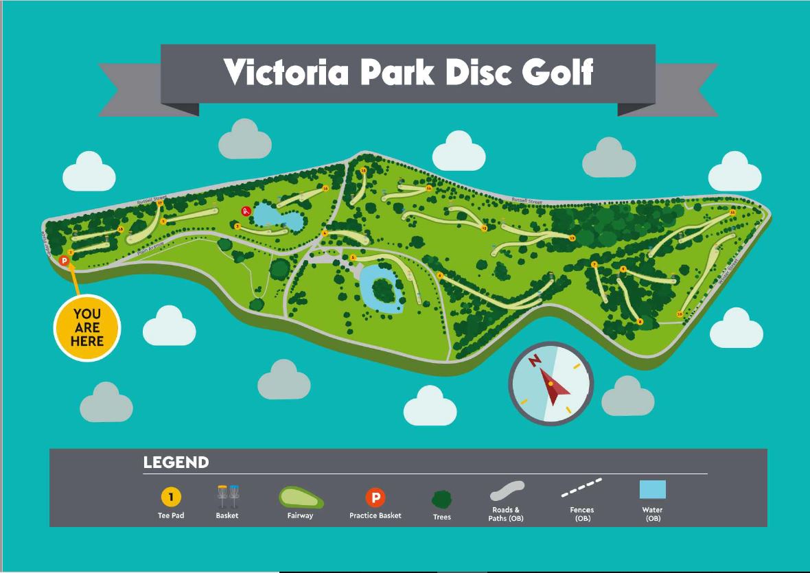 Map of Victoria Park disc golf course