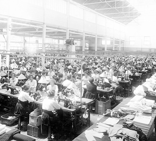 The Lucas Girls working in factory