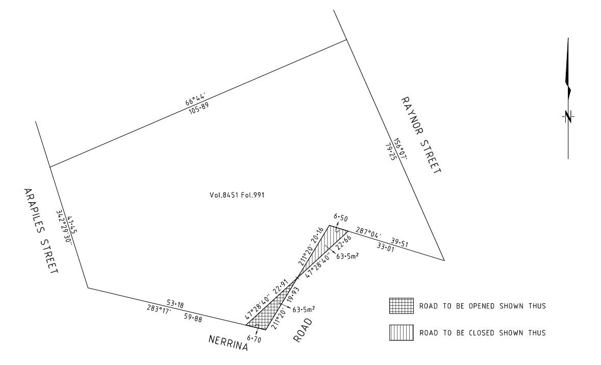 Map of discontinuation of part of Nerrina Road, Nerrina