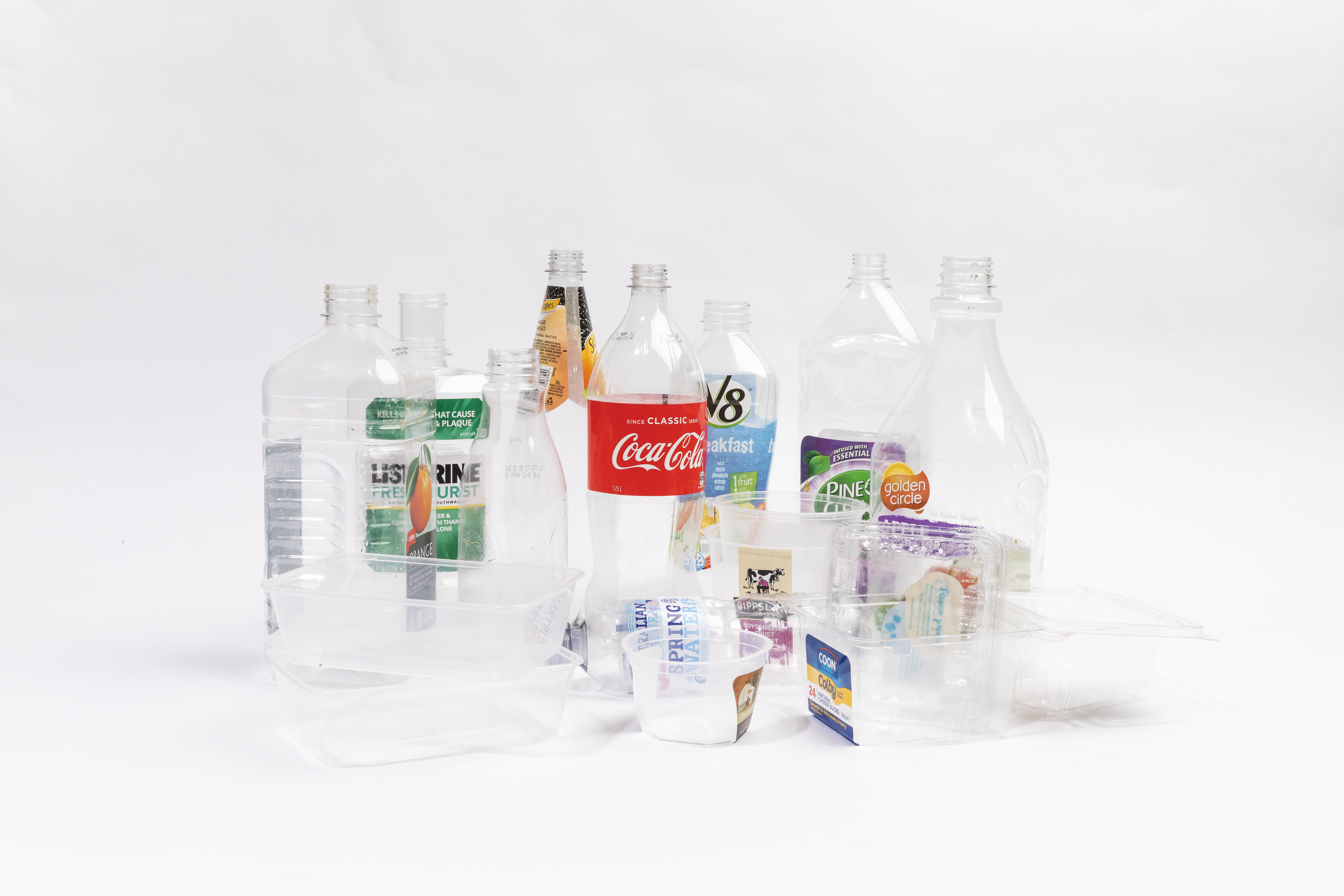 Image of empty clear plastic containers for recycling