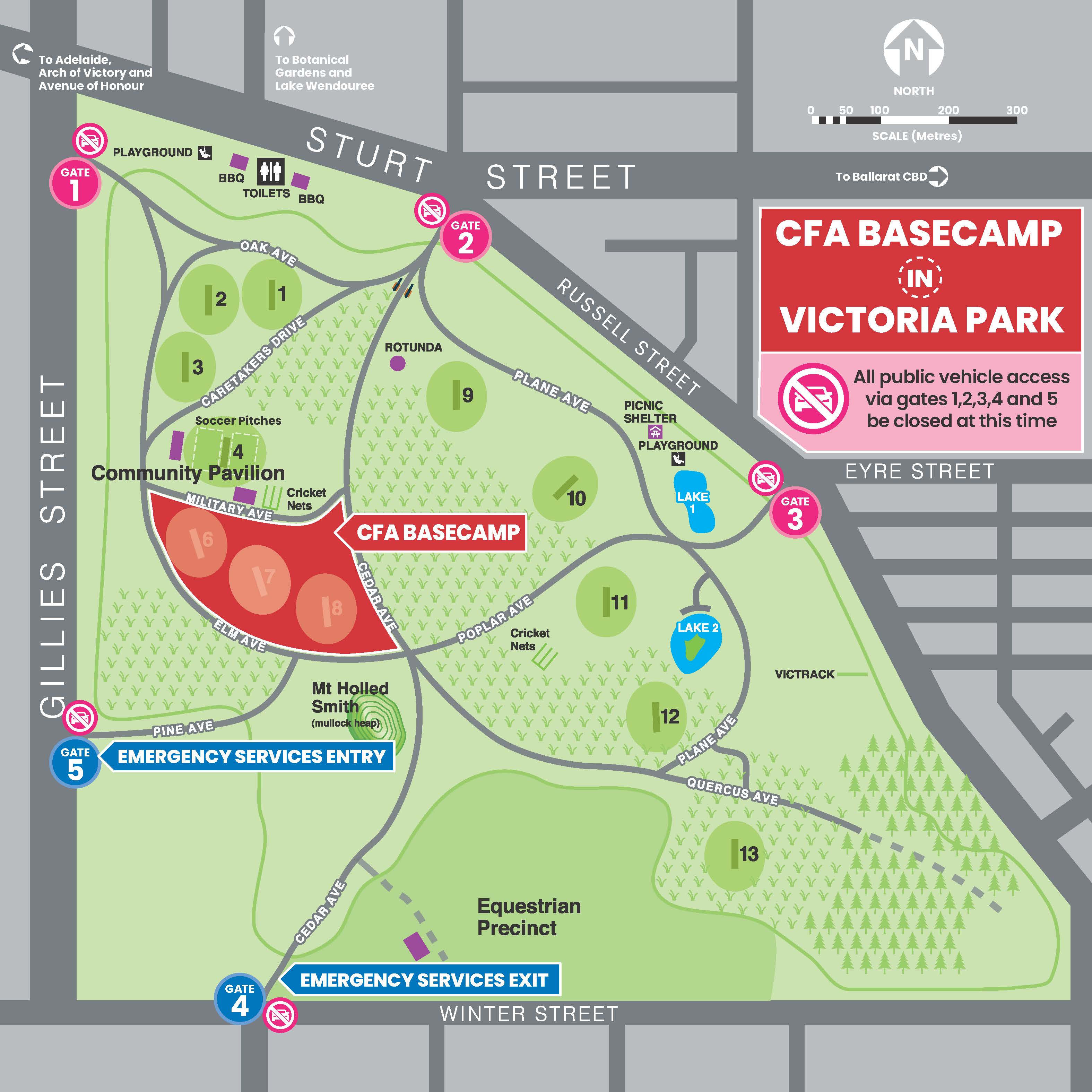 Map of the CFA basecamp in Victoria Park