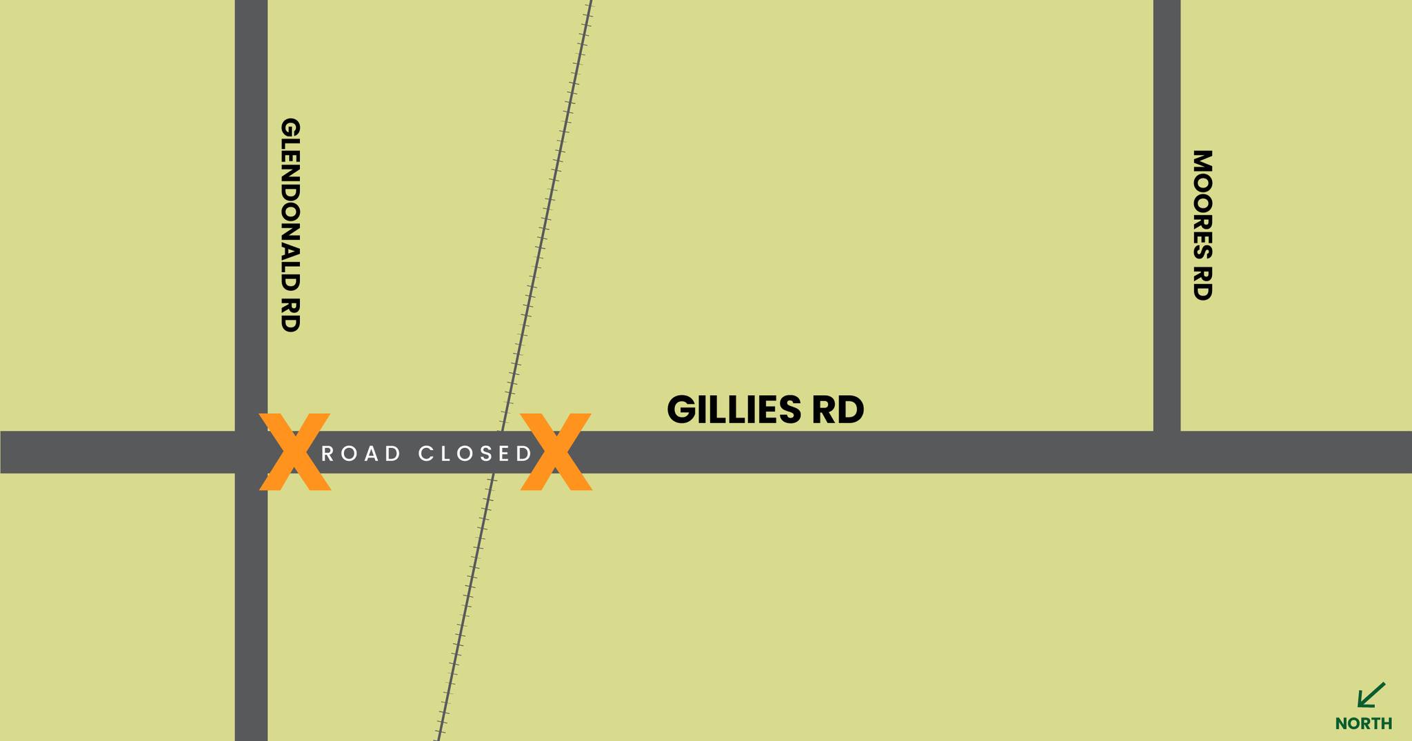 mockup of the section of road in gillies road that will be impacted