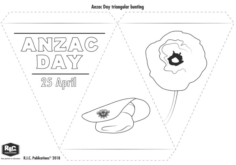 ANZAC Day bunting to colour in