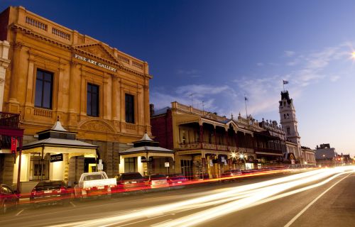 Ballarat City Streetscape, Night, Long Exposure