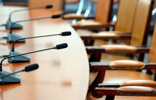 Close up microphone in council chambers