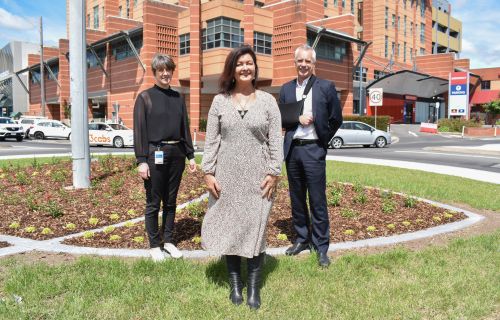 Cr McIntosh with representatives from Committee for Ballarat and Grampians Public Health Unit on the roundabout