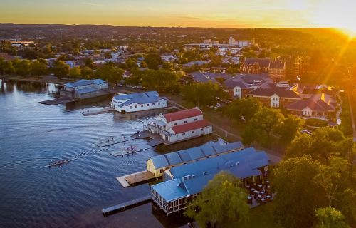 Aerial image of Lake Wendouree looking over Ballarat suburbs