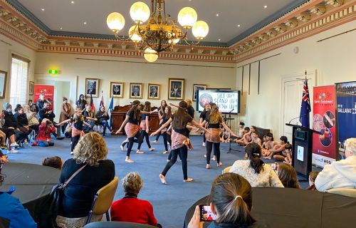 Children doing traditional dance as part of NAIDOC week event at Town Hall