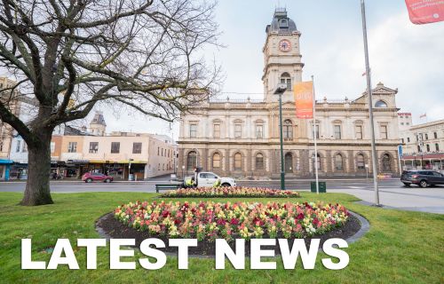 Tile image of Town Hall that reads Latest News