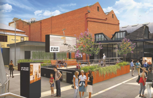 An artist's impression of a future screen at Alfred Deakin Place