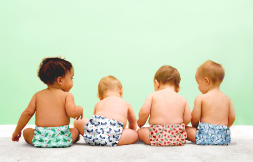 Babies with reusable nappies